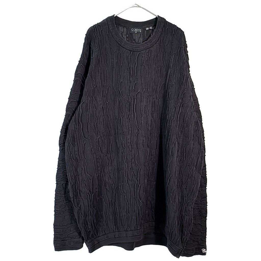 COOGI クージー 3Dニットセーター 大きいサイズ 総柄 ブラック(メンズ 5XL)中古 古着 X7583 COOGI クージー 3Dニットセーター 大きいサイズ 総柄 ブラック(メンズ