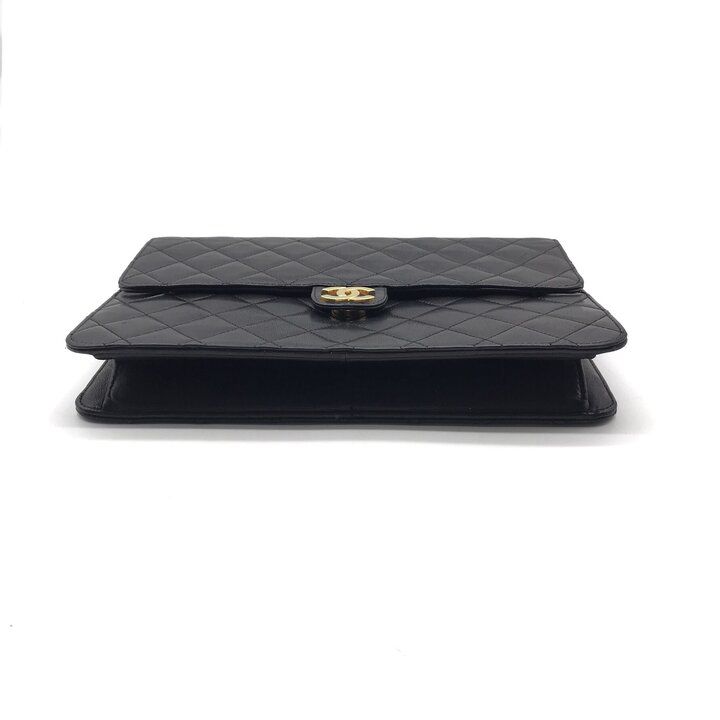 超美品 CHANEL シャネル ココマーク マトラッセ レザー ラムスキン プッシュロック チェーン ショルダー バッグ ブラック a12401 CHANEL（シャネル） マトラッセ ココマーク プッシュロック チェーン