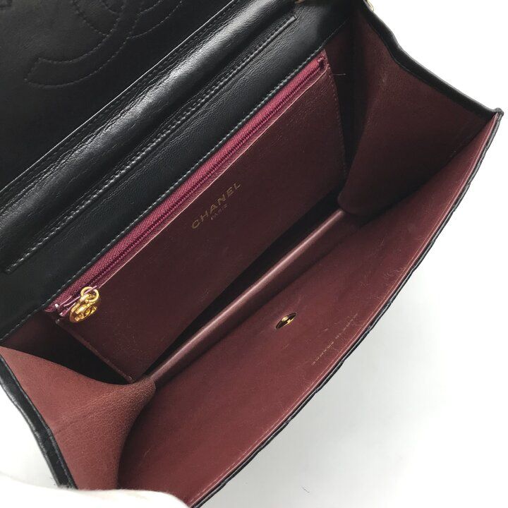 超美品 CHANEL シャネル ココマーク マトラッセ レザー ラムスキン プッシュロック チェーン ショルダー バッグ ブラック a12401 超美品 CHANEL シャネル ココマーク マトラッセ レザー ラムスキン