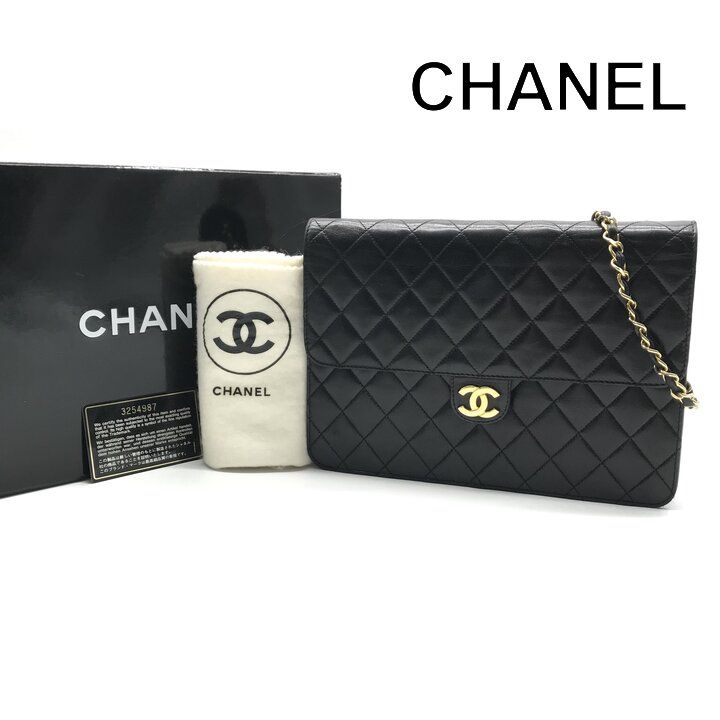 超美品 CHANEL シャネル ココマーク マトラッセ レザー ラムスキン プッシュロック チェーン ショルダー バッグ ブラック a12401 超美品 CHANEL シャネル ココマーク マトラッセ レザー ラムスキン
