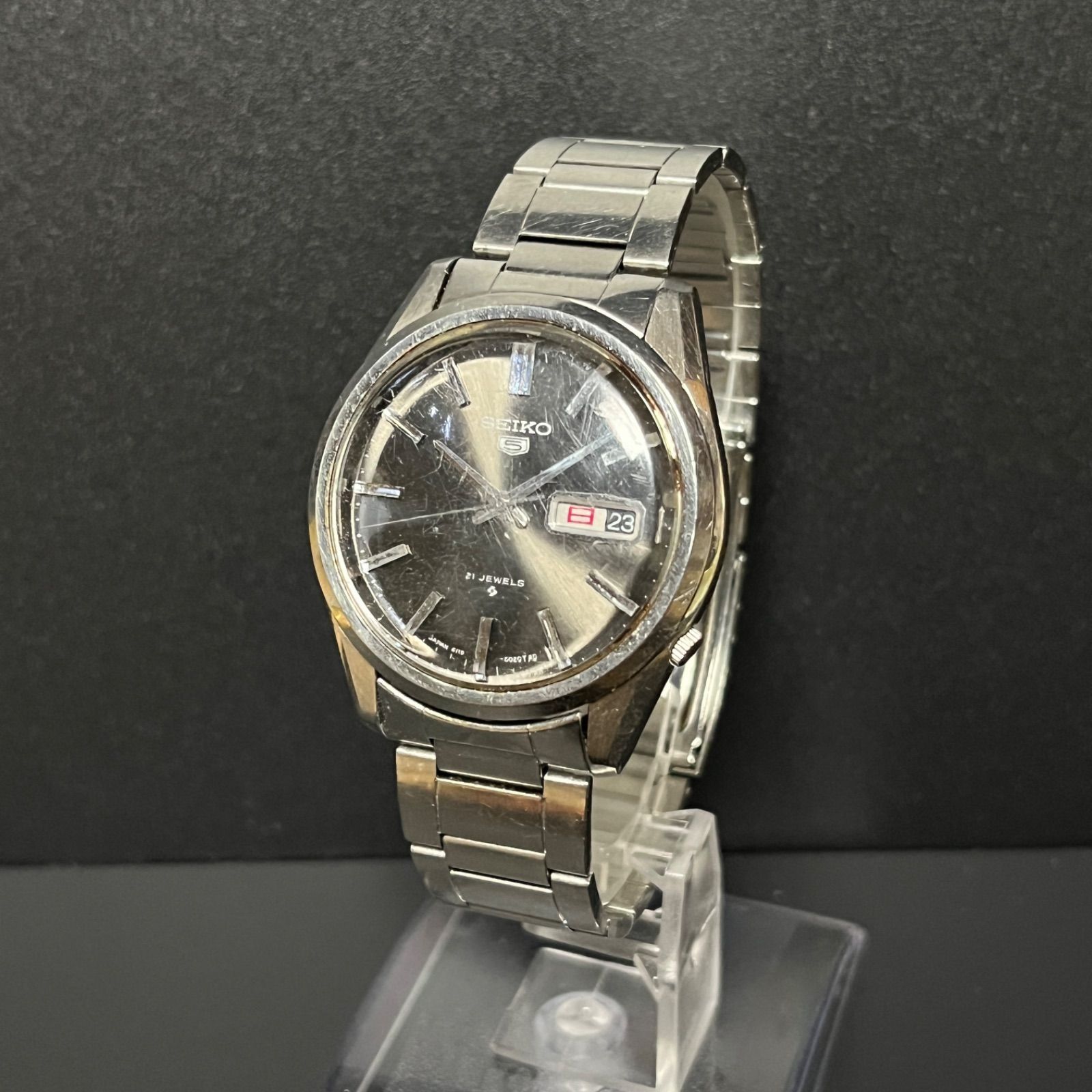 稼働品】SEIKO 5 自動巻き 時計 6119-8020 21ジュエル ステンレス 