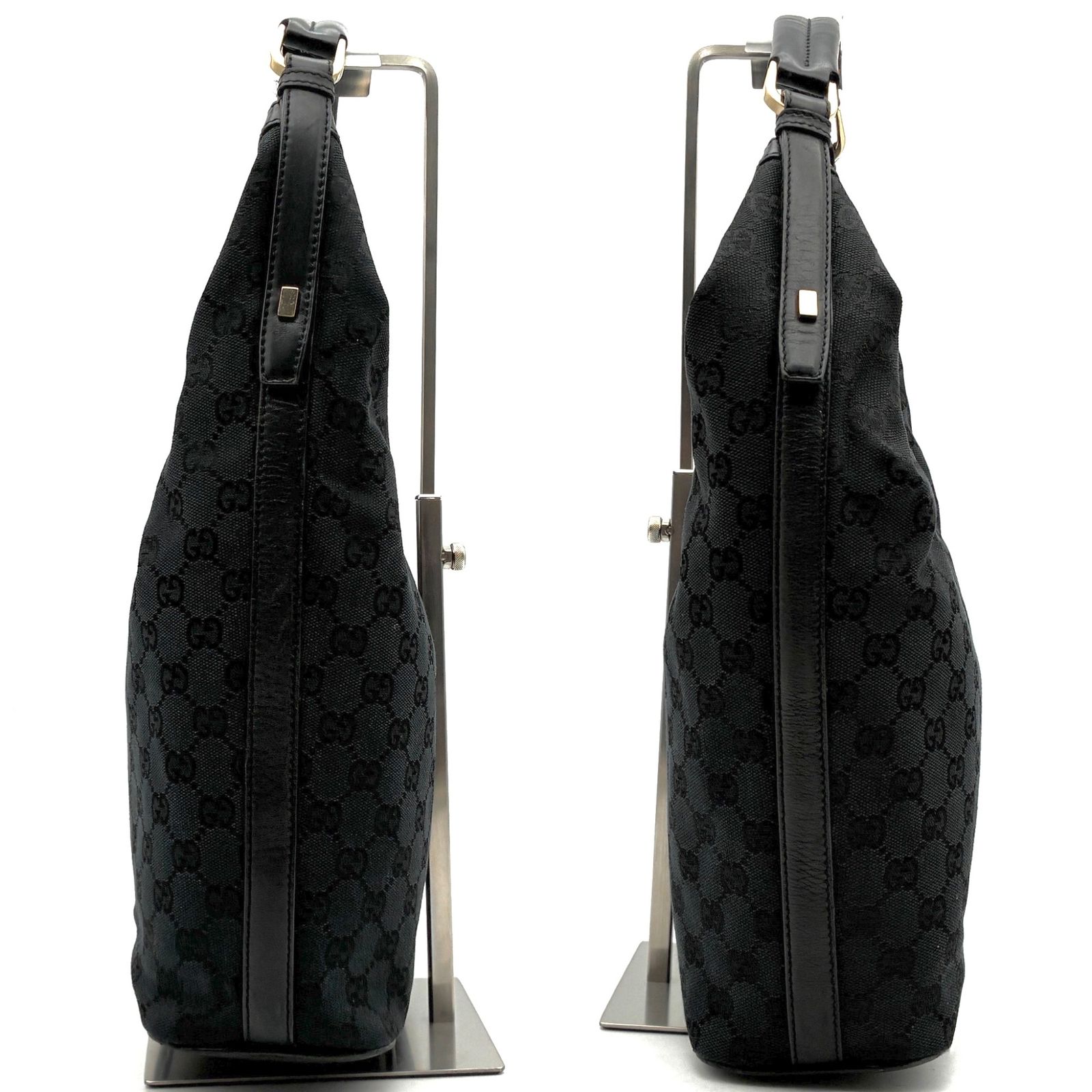 美品 GUCCI グッチ GGキャンバス ショルダーバッグ セミショルダー ワンショルダー キャンバス レザー ブラック 黒 肩掛け 総柄 ロゴ イタリア製 レディース ウィメンズ 通勤 通学 お出かけ 冠婚葬祭 シック 美品 GUCCI グッチ GGキャンバス ショルダーバッグ セミショルダー