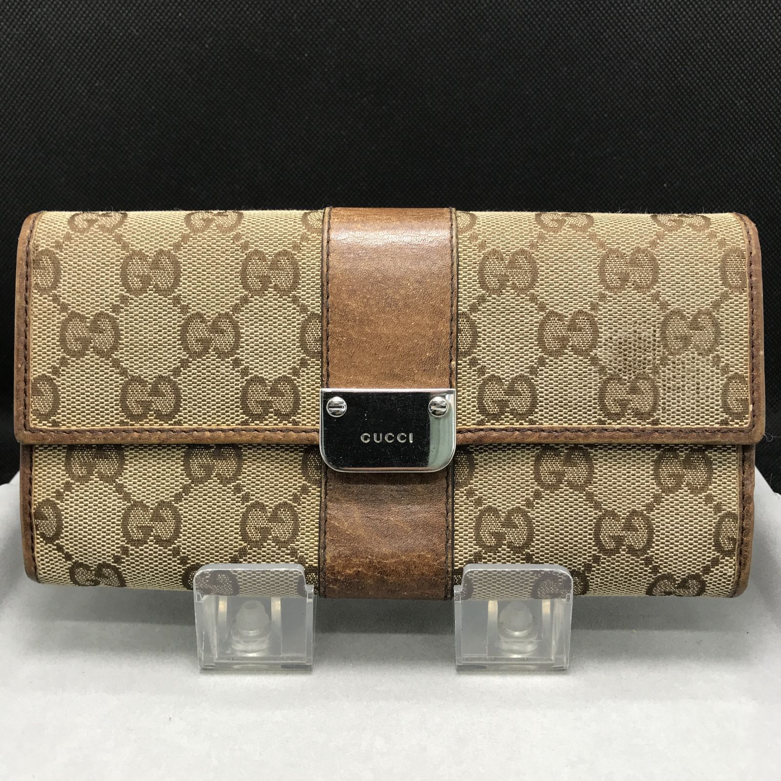 GUCCI グッチ 長財布 GGキャンバス×レザー ブラウン 2625 - メルカリ