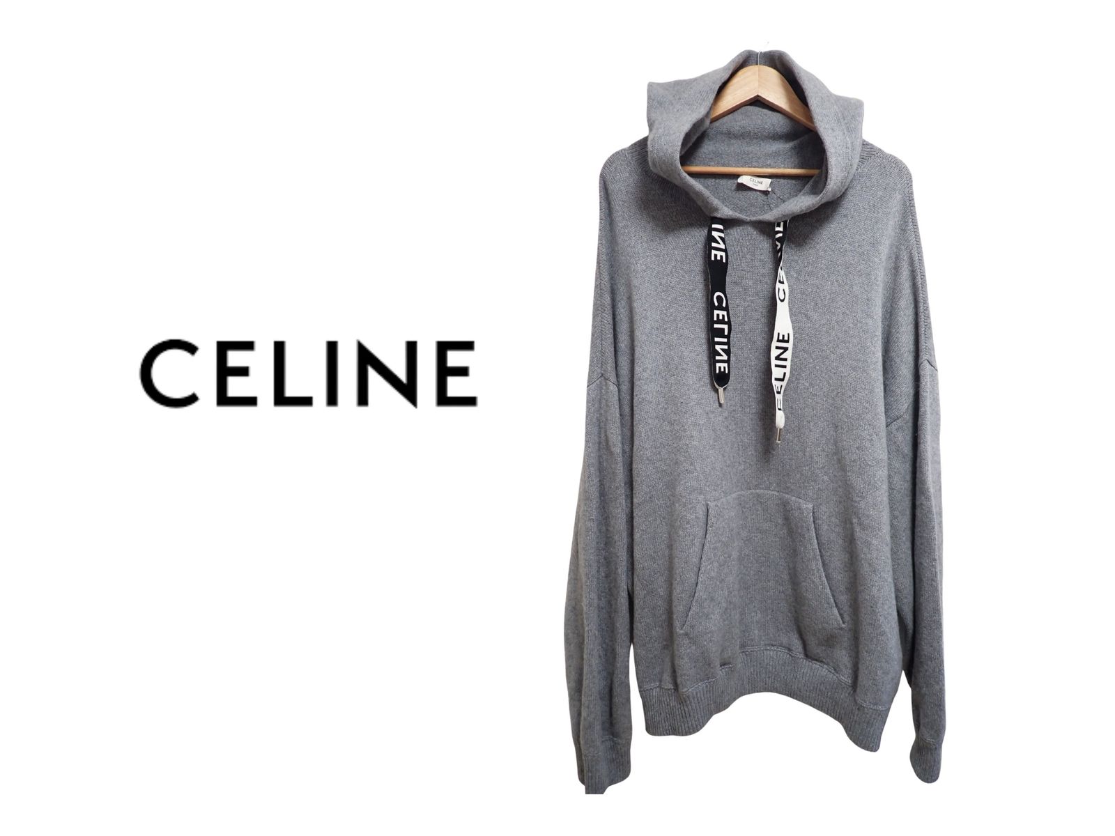 【極美品☆高級】セリーヌ 長袖 パーカー センターロゴ ベージュ カシミヤ L 中古・古着通販】CELINE (セリーヌ) サルキーロゴプルオーバーパーカー