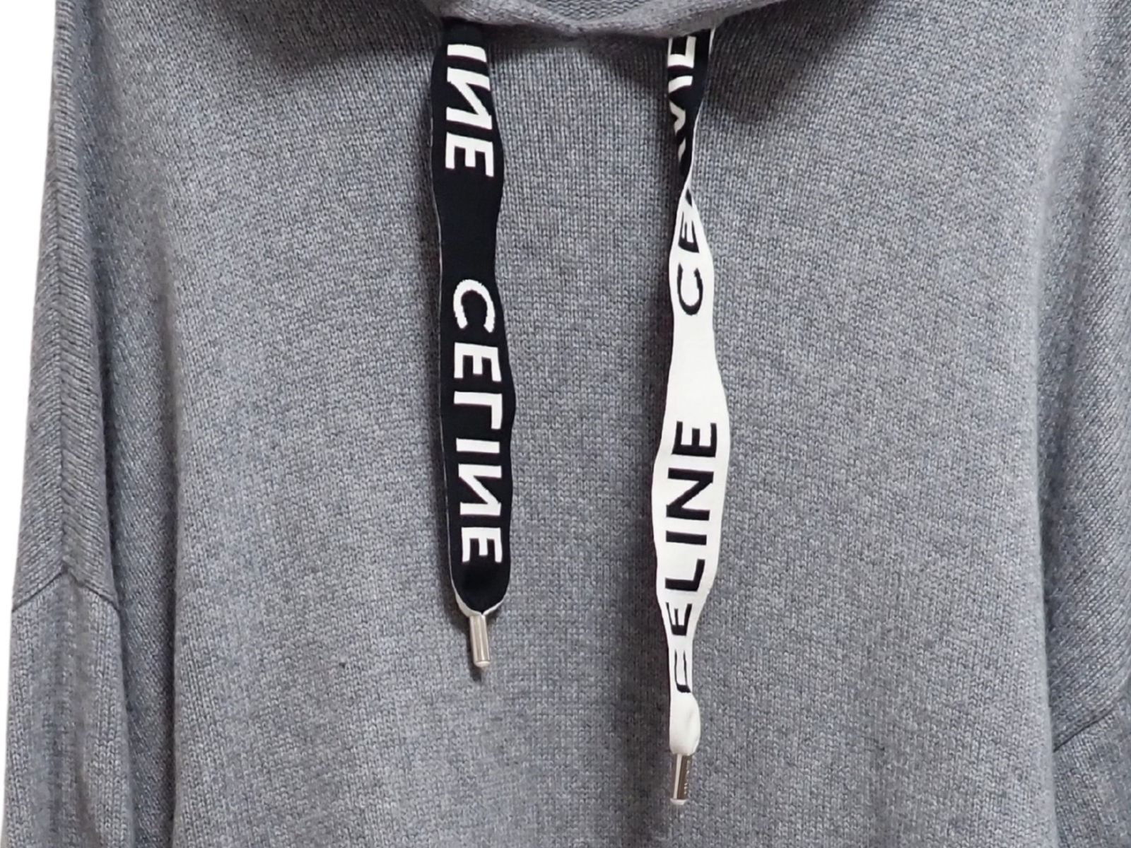 最高級カシミヤ】CELINE セリーヌ ロゴ入り ニットパーカー L グレー
