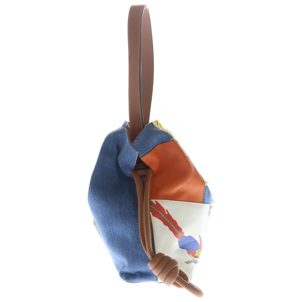 LOEWE ロエベ ロエベ パラウズイビサ フラメンコノット トートバッグ ハンドバッグ ショルダーバッグ パッチワーク ブラウン×マルチカラー レザー ゴールド金具 LOEWE - LOEWE ロエベ ロエベ パラウズイビサ フラメンコノット トート