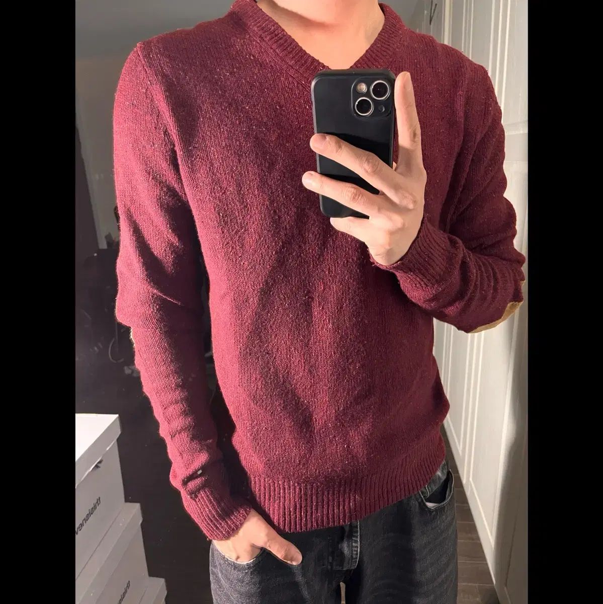 M TOMMYHILFIGER トミーヒルフィガー ラムウール Vネック ネフ ニット