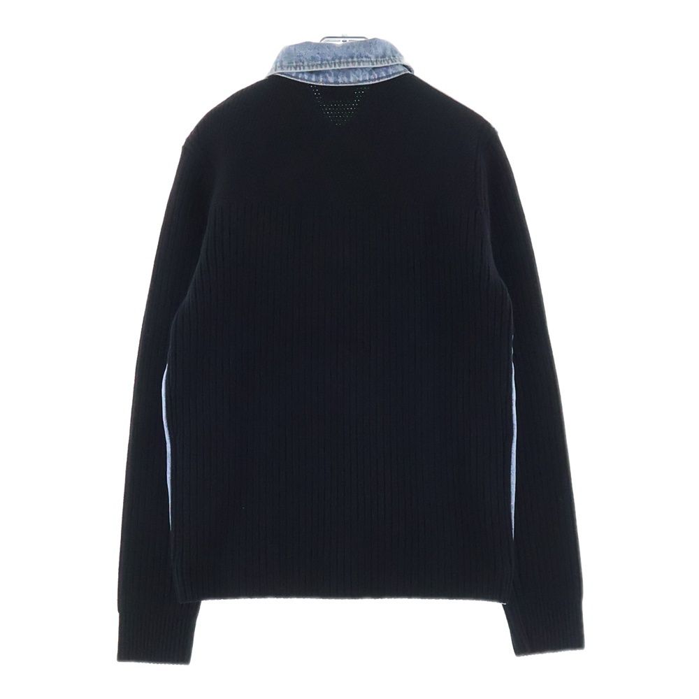 DIESEL ディーゼル K-BRIDGE ウォッシュド デニム 切替 ニット ジャケット ブラック/インディゴ A04064 DIESEL (ディーゼル) K-BRIDGE ウォッシュド デニム 切替 ニット