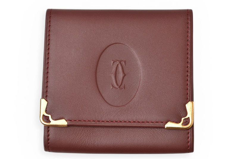 カルティエ ケース Cartier スクエア パース マスト ドゥ カルティエ ボルドー【中古】 カルティエ コインケース Cartier スクエア コインパース マスト ドゥ