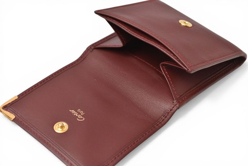 カルティエ ケース Cartier スクエア パース マスト ドゥ カルティエ ボルドー【中古】 カルティエ コインケース Cartier スクエア コインパース マスト ドゥ