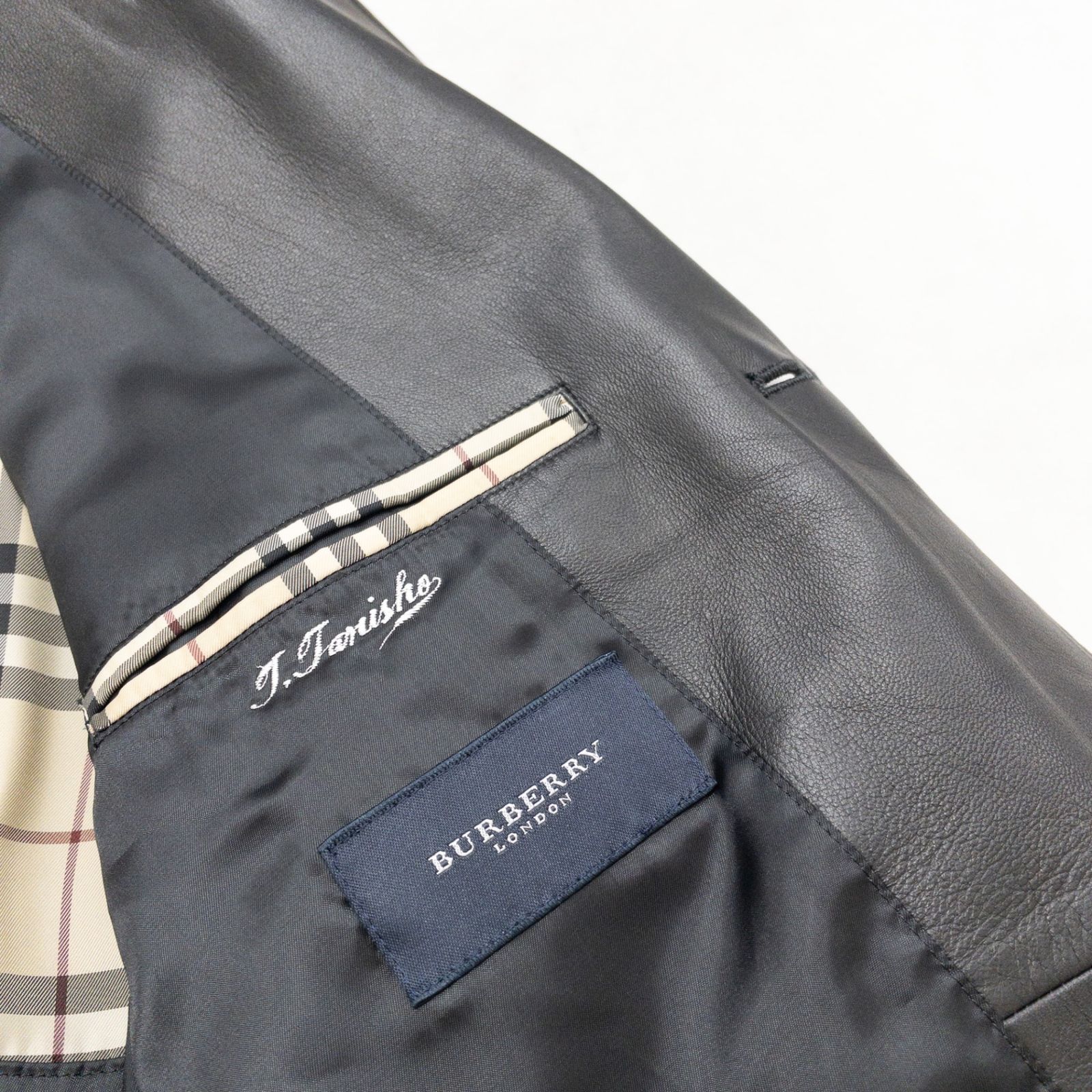 BURBERRY LONDON バーバリーロンドン レザージャケット ノバチェック柄