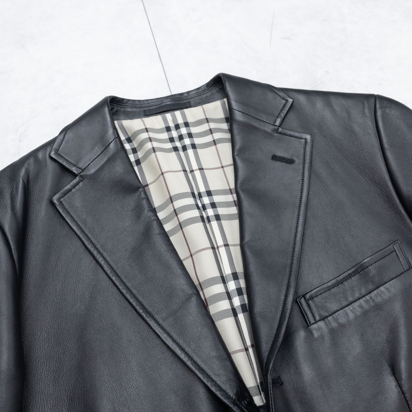 BURBERRY LONDON バーバリーロンドン レザージャケット ノバチェック柄