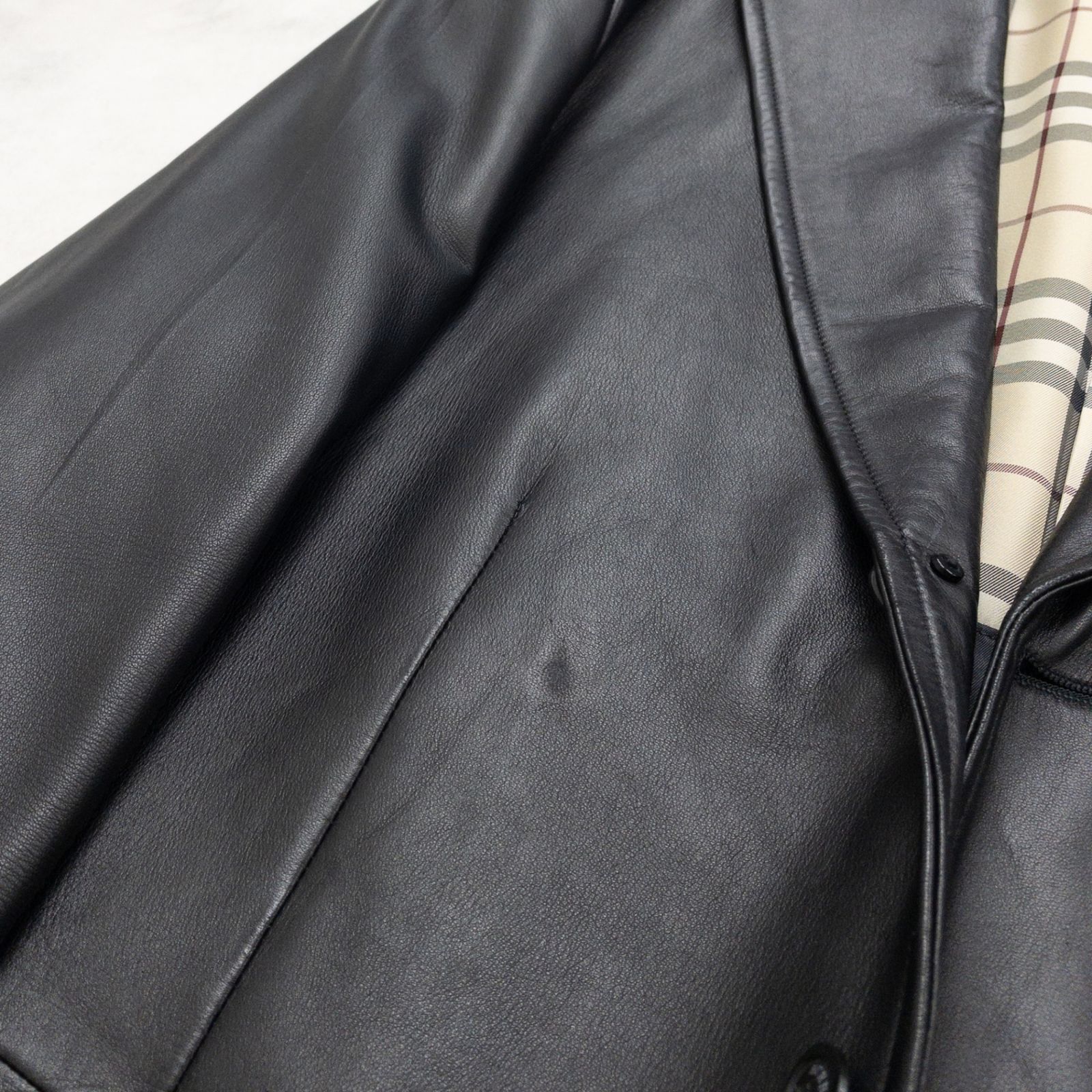 BURBERRY LONDON バーバリーロンドン レザージャケット ノバチェック柄