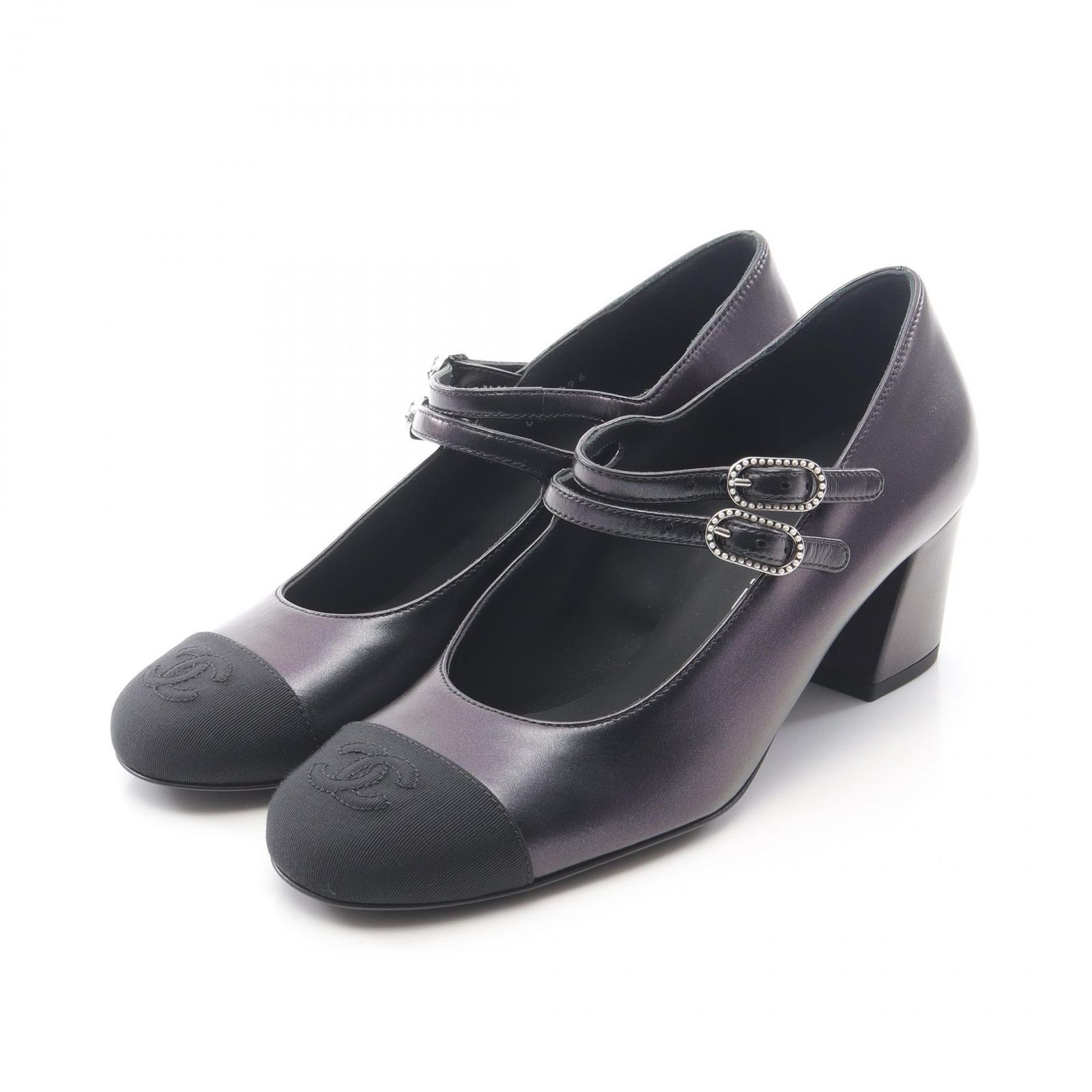 シャネル CHANEL パンプス メリージェーン G45696 ブラック ラムスキン 