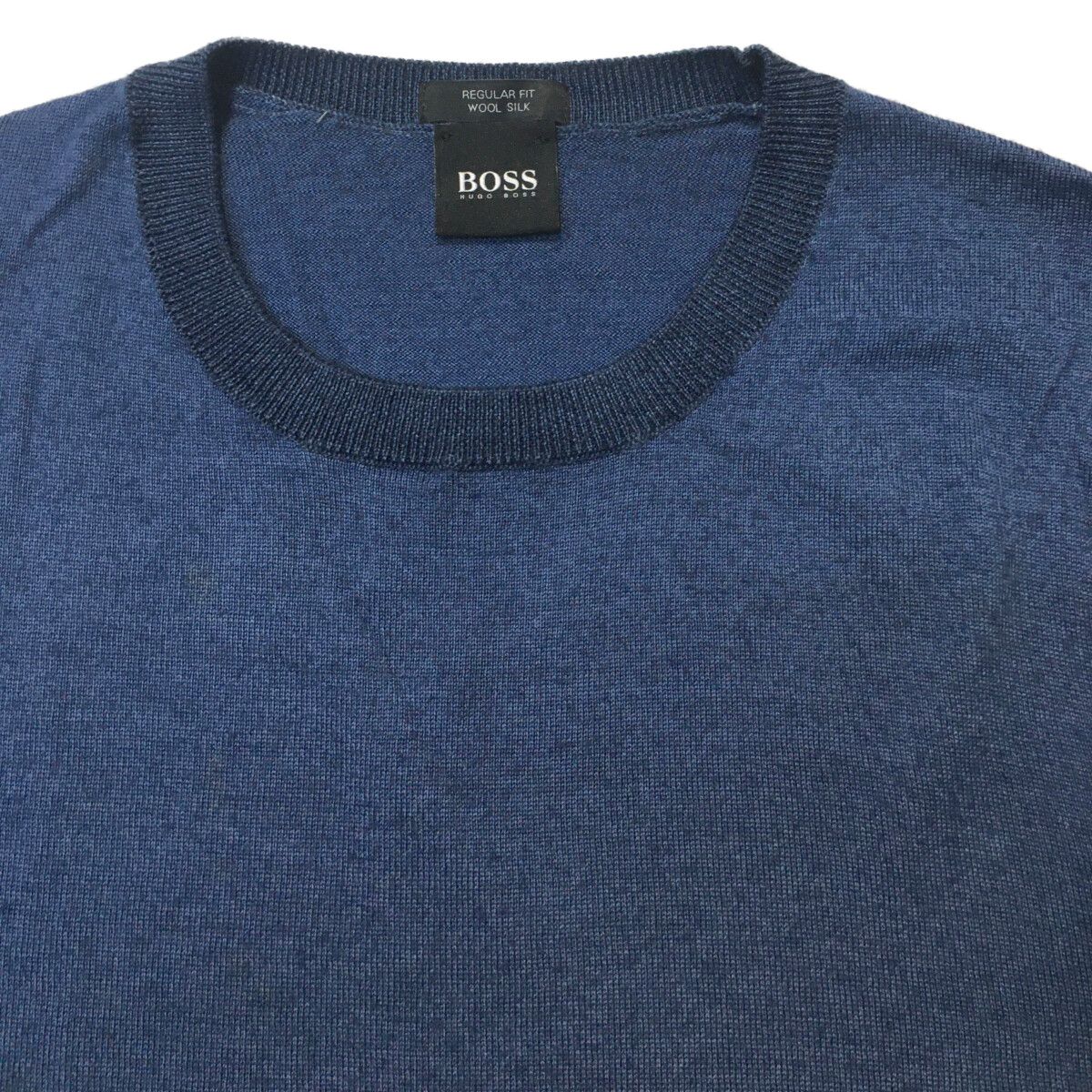 中古 メンズ ヒューゴボス HUGO BOSS ニット S ブルー 長袖クルー 