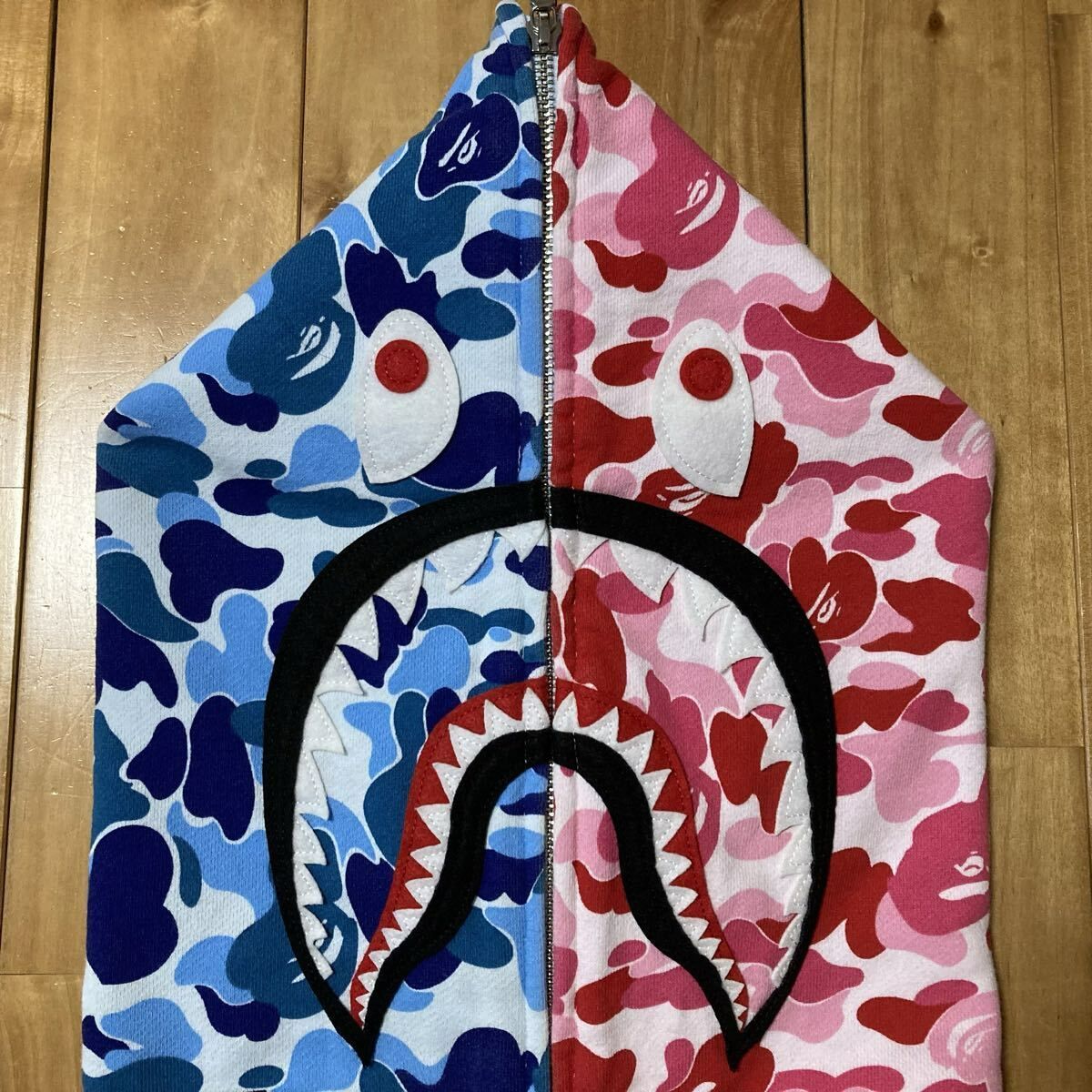 ☆2XL☆ Separate shark full zip hoodie ABC CAMO PINK BLUE a