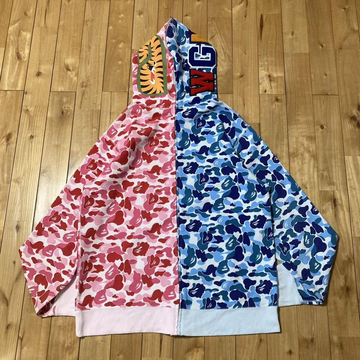 ☆2XL☆ Separate shark full zip hoodie ABC CAMO PINK BLUE a