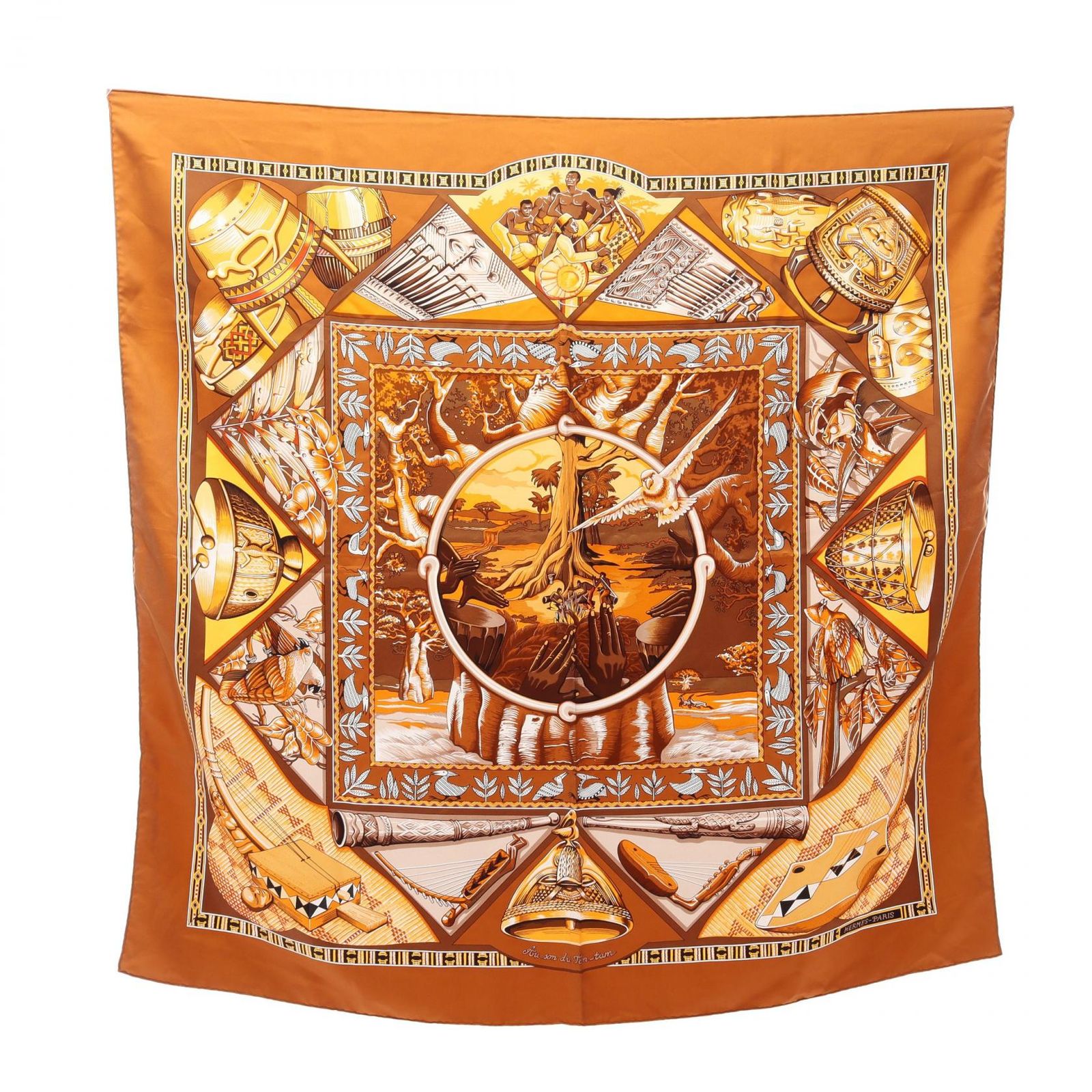 HERMES カレ スカーフ 90 AU SON DU TAM TAM HERMES エルメス カレ90 Au son du Tam tam スカーフ - メルカリ