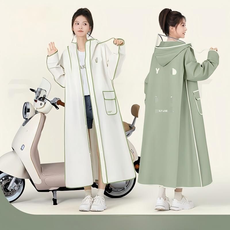 送料無料 レインコート 女性用 長丈 全身防雨 バイク 電動自転車用 人車分離 EVA製 M L XL XXL カラー豊富 選べる かっこいい