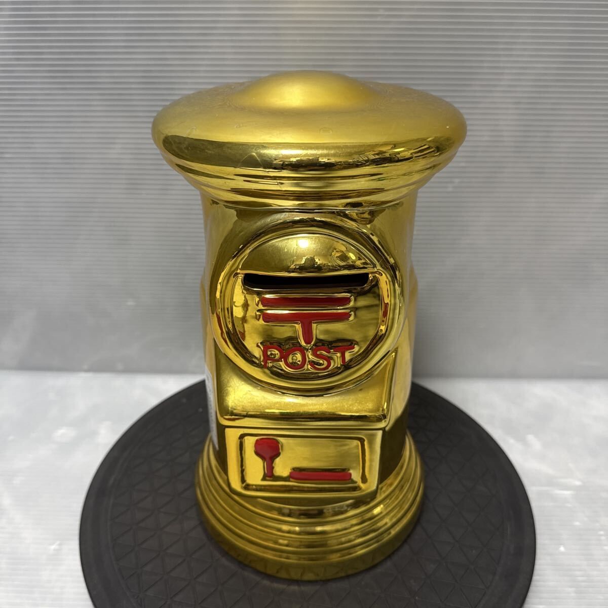 郵便ポスト 貯金箱 金色 郵便局 オリジナル ポスト型 陶器製 ゴールド