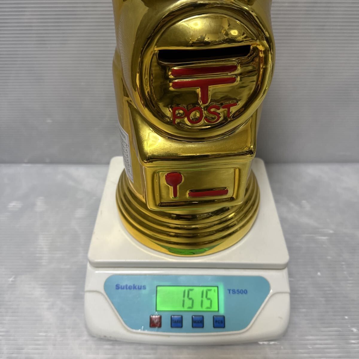 郵便ポスト 貯金箱 金色 郵便局 オリジナル ポスト型 陶器製 ゴールド 