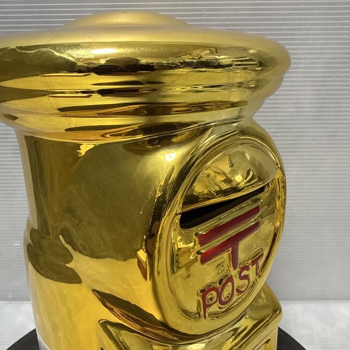 郵便ポスト 貯金箱 金色 郵便局 オリジナル ポスト型 陶器製 ゴールド 