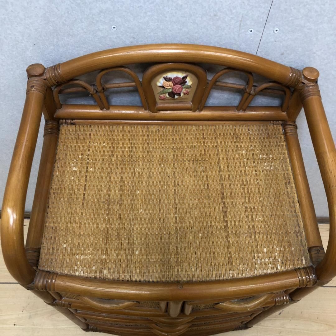 ラタン 籐製 チェスト 5段 収納棚 タンス レトロ家具 花柄 飾り棚 玄関 