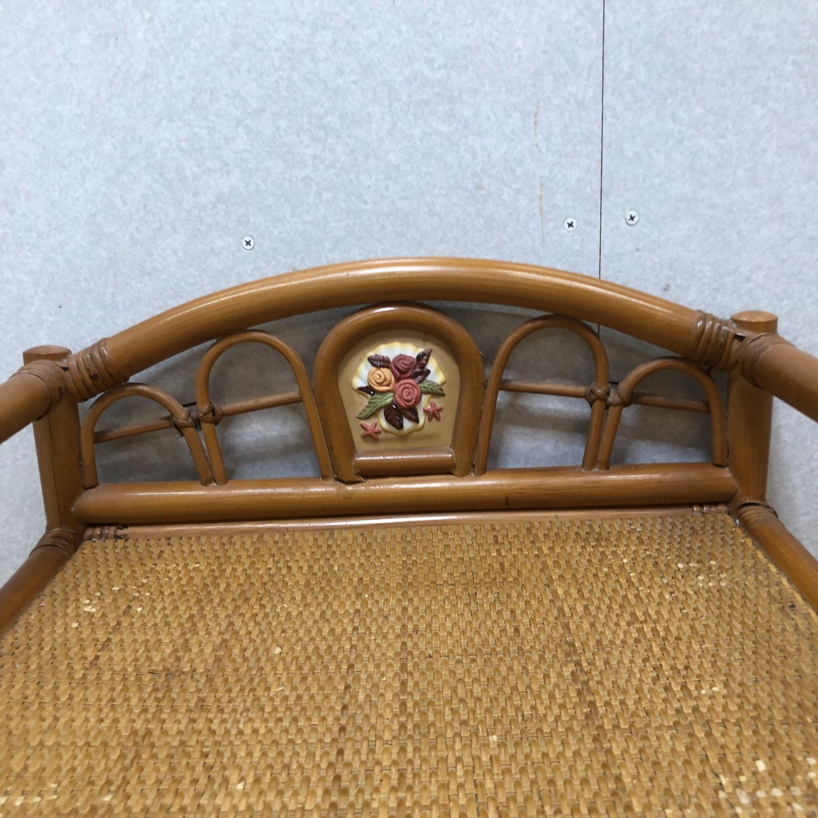 ラタン 籐製 チェスト 5段 収納棚 タンス レトロ家具 花柄 飾り棚 玄関 