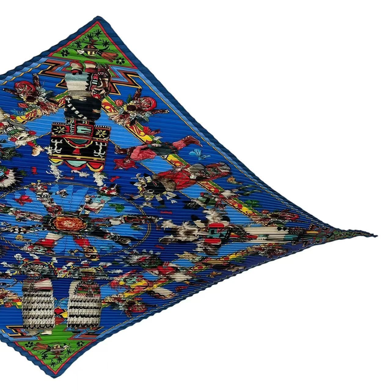 カチナ　HERMES　エルメス　アスコットタイ　KACHINAS ブルー　黒 カチナ HERMES エルメス アスコットタイ KACHINAS ブルー 黒 【公式通販】