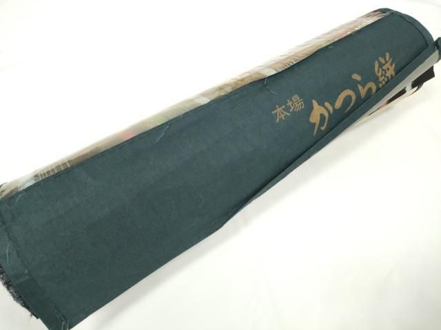 平和屋着物●久留米絣　反物　着尺　かつら絣　舞蝶間道　高田有史作　証紙付き　綿　逸品　未使用　DABC1957zzz 平和屋着物○久留米絣 反物 着尺 かつら絣 舞蝶間道 高田有史作 証紙