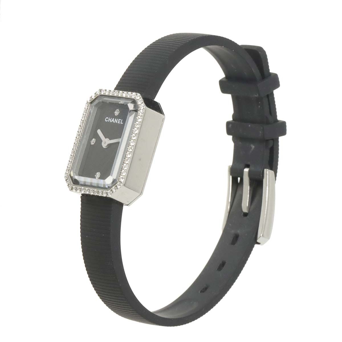 シャネル CHANEL プルミエール H2434 ダイヤベゼル レディース 腕時計 4Pダイヤ ブラック ラバー クォーツ Premiere 90318699 シャネル CHANEL プルミエール H2434 ダイヤベゼル レディース 腕時計