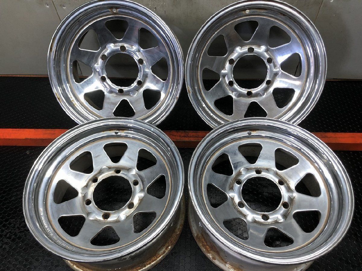 【希少】NISSAN 日産 サファリ Y60 純正スチールホイール/鉄ホイール 15インチ 4本 7J6HPCD139.7約+5 メッキ　(SHE051)paypay決済可能 希少】NISSAN 日産 サファリ Y60 純正スチールホイール/鉄ホイール 15