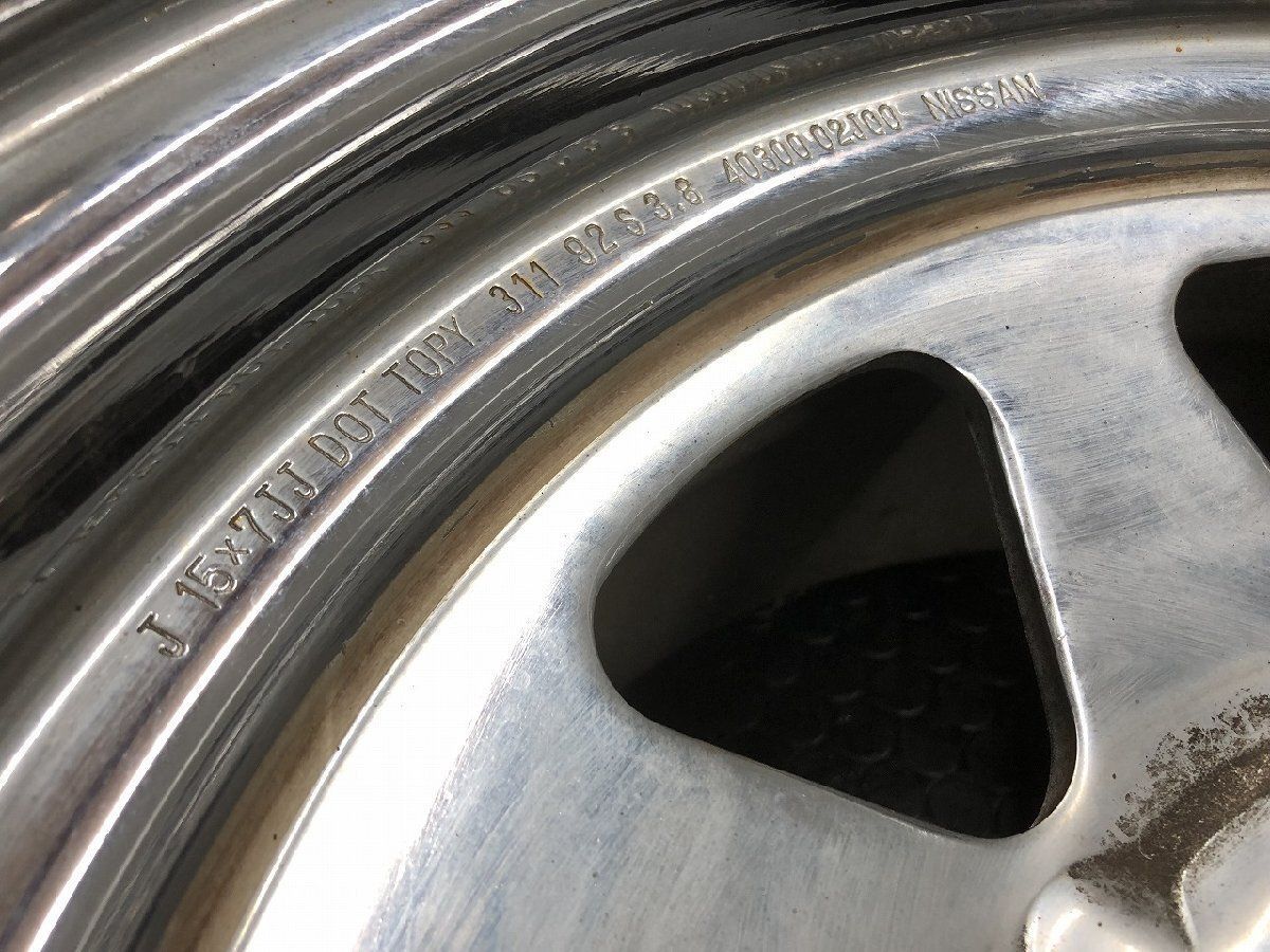 【希少】NISSAN 日産 サファリ Y60 純正スチールホイール/鉄ホイール 15インチ 4本 7J6HPCD139.7約+5 メッキ　(SHE051)paypay決済可能 希少】NISSAN 日産 サファリ Y60 純正スチールホイール/鉄ホイール 15