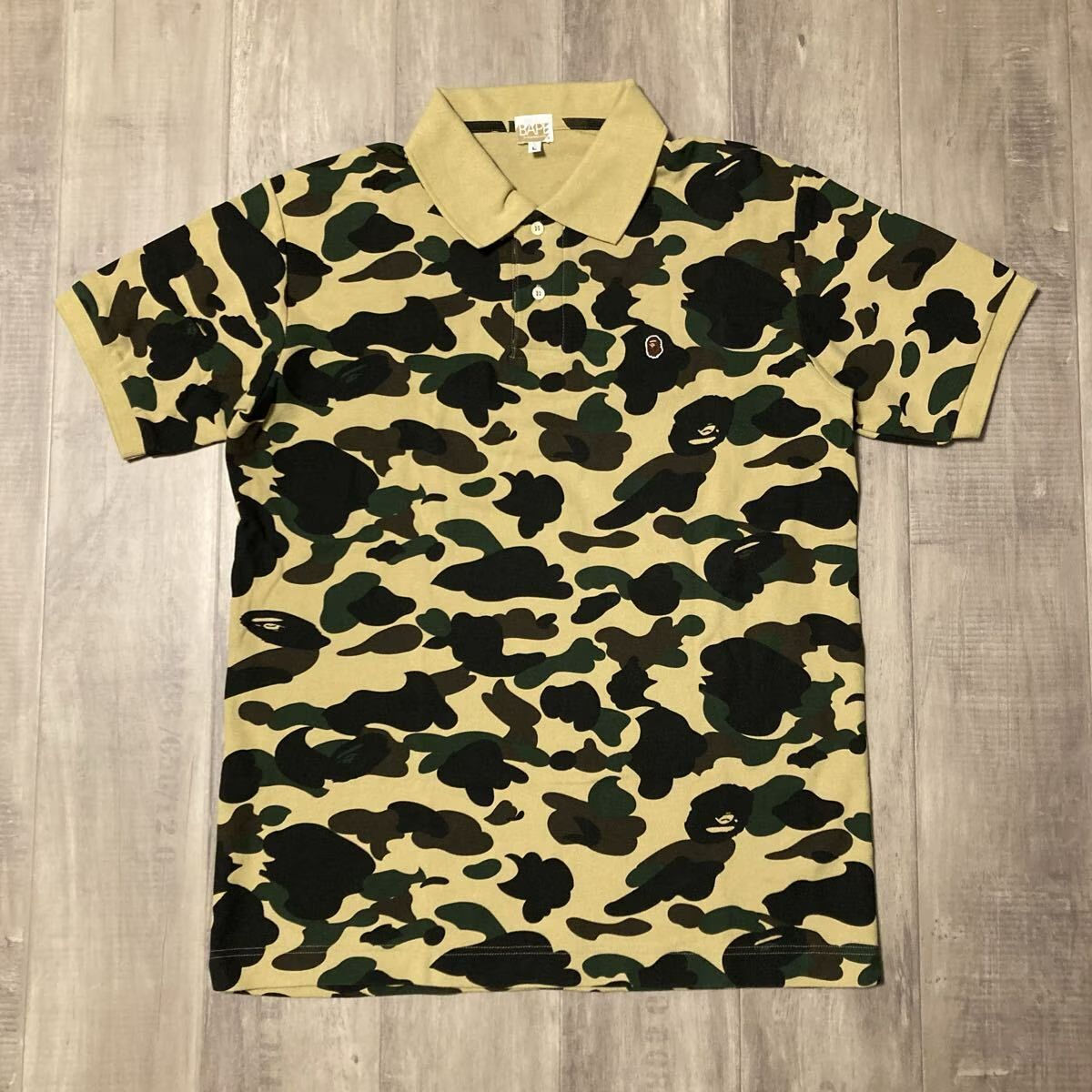 A Bathing Ape 1stカモ迷彩ポロシャツ L ☆初期☆ 1st camo yellow ポロシャツ Lサイズ a bathing ape BAPE