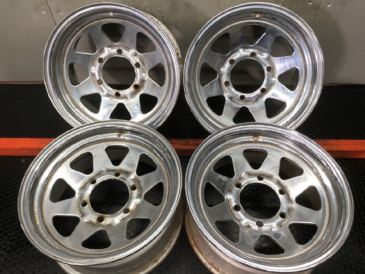 【希少】NISSAN 日産 サファリ Y60 純正スチールホイール/鉄ホイール 15インチ 4本 7J6HPCD139.7約+5 メッキ　(SHD043)paypay決済可能 希少】NISSAN 日産 サファリ Y60 純正スチールホイール/鉄ホイール 15