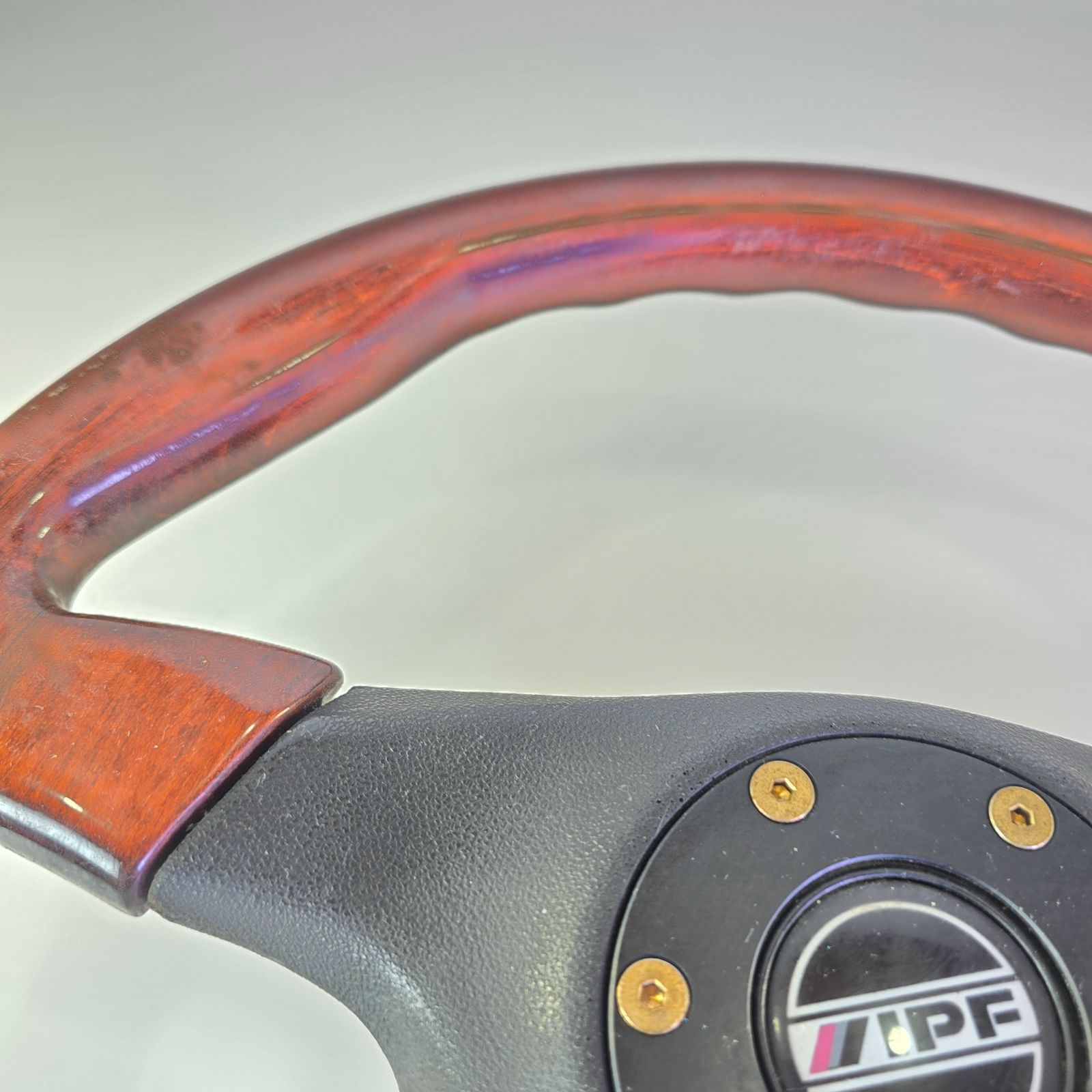 ハンドル ウッドステアリング 当時物 IPF ITALY 車パーツ カーパーツ