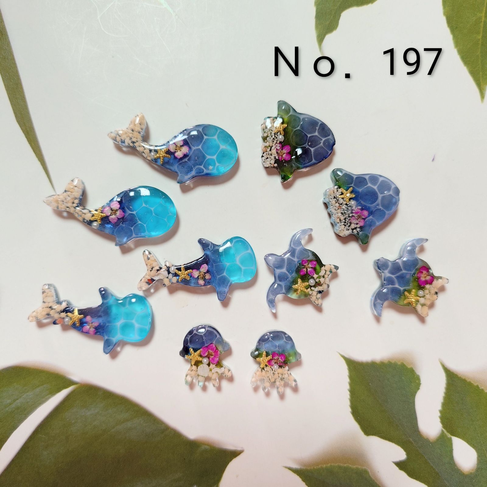 レジン カボション ハンドメイド 海の生き物 海塗り オリジナル 