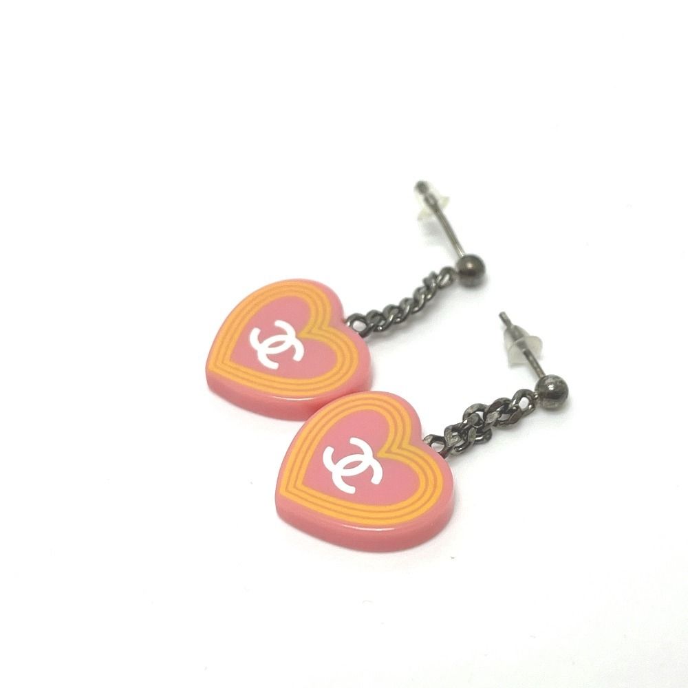 CHANEL （シャネル）ココマーク　ピアス　ハート ゴールド✕ピンク CHANEL シャネル ピアス ココマーク ハート プラスチック ピンク