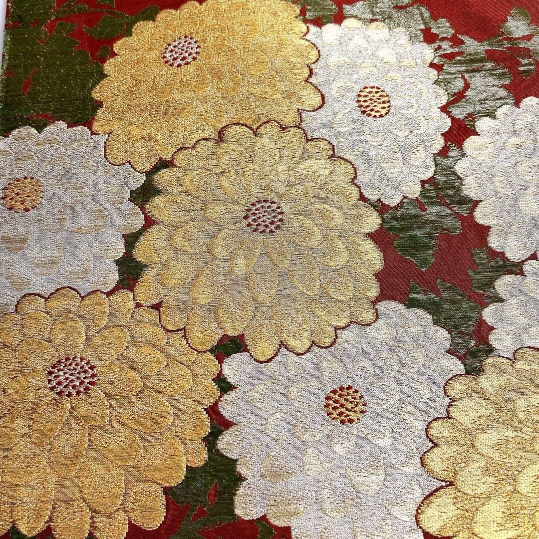 名古屋帯 アンティーク 菊花 金糸 銀糸 着物 022tz - メルカリ