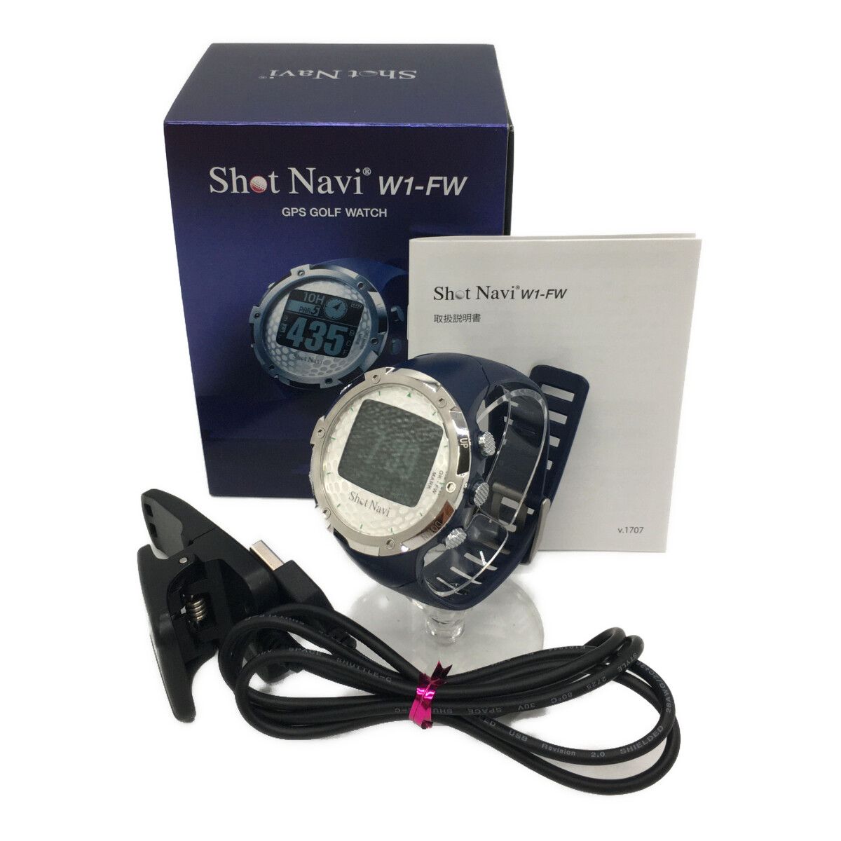 中古 ショットナビ ShotNavi ゴルフナビ ネイビー W1-FW GPS ウォッチ