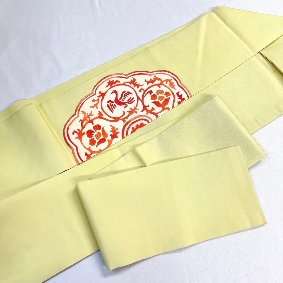 名古屋帯　金駒刺繍　刺繍　塩瀬　華紋　鳥　 唐花模様　更紗模様　着物　023tz 名古屋帯 金駒刺繍 刺繍 塩瀬 華紋 鳥 唐花模様 更紗模様 着物 023tz