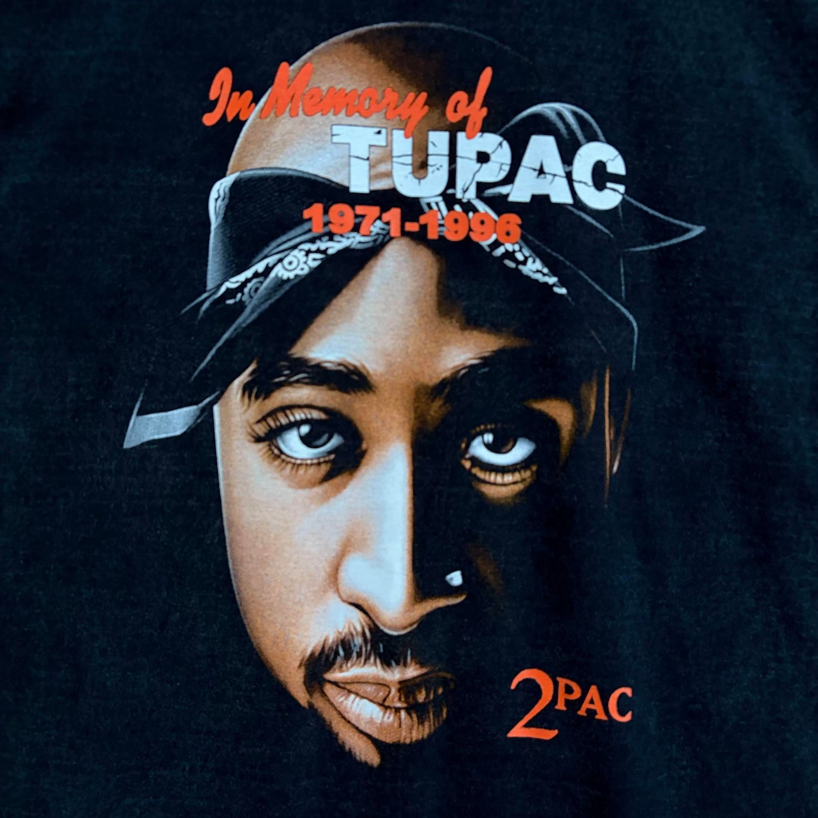 新品 2PAC ツーパック Tシャツ XL 黒 ビンテージ加工 フェードブラック 