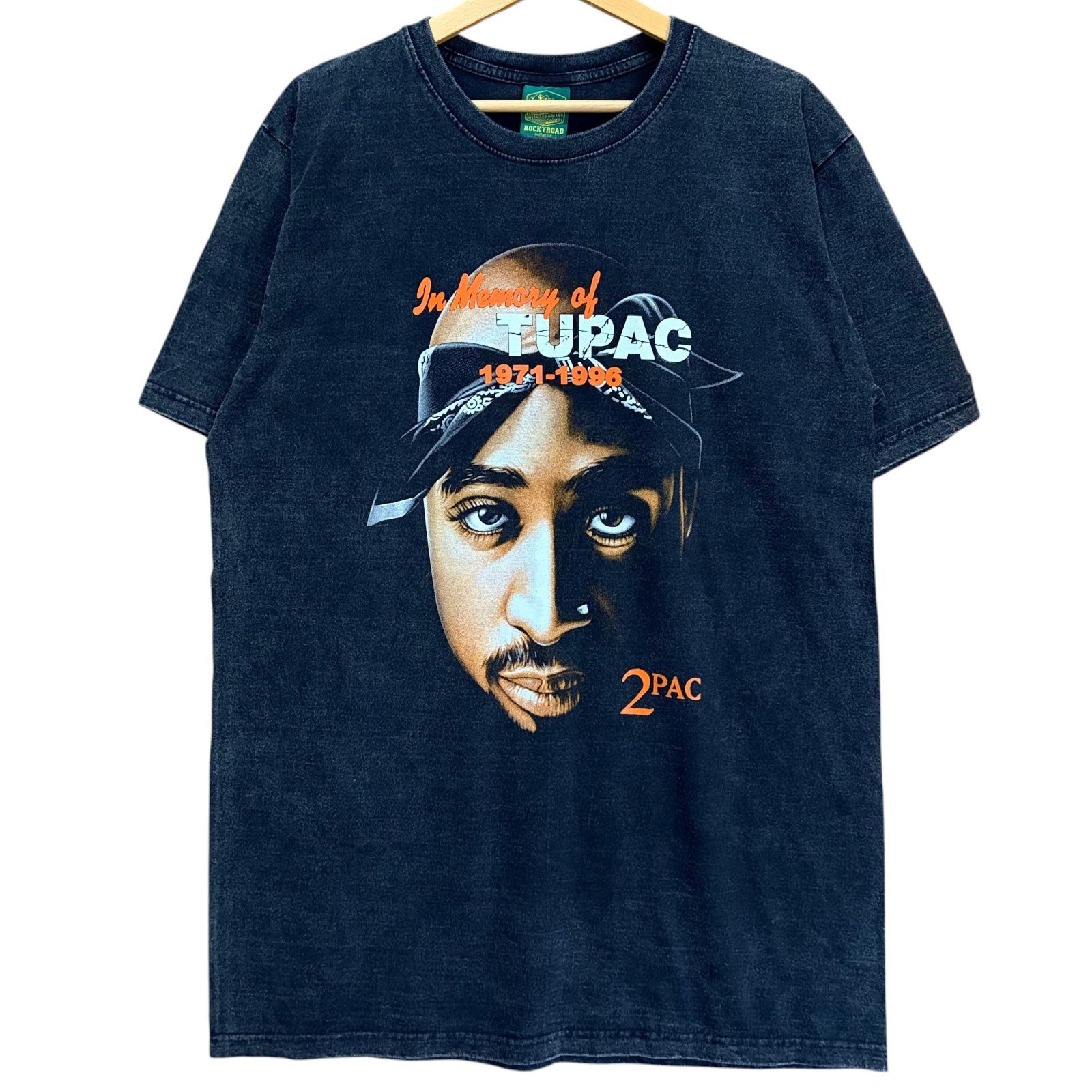 新品 2PAC ツーパック Tシャツ XL 黒 ビンテージ加工 フェードブラック 