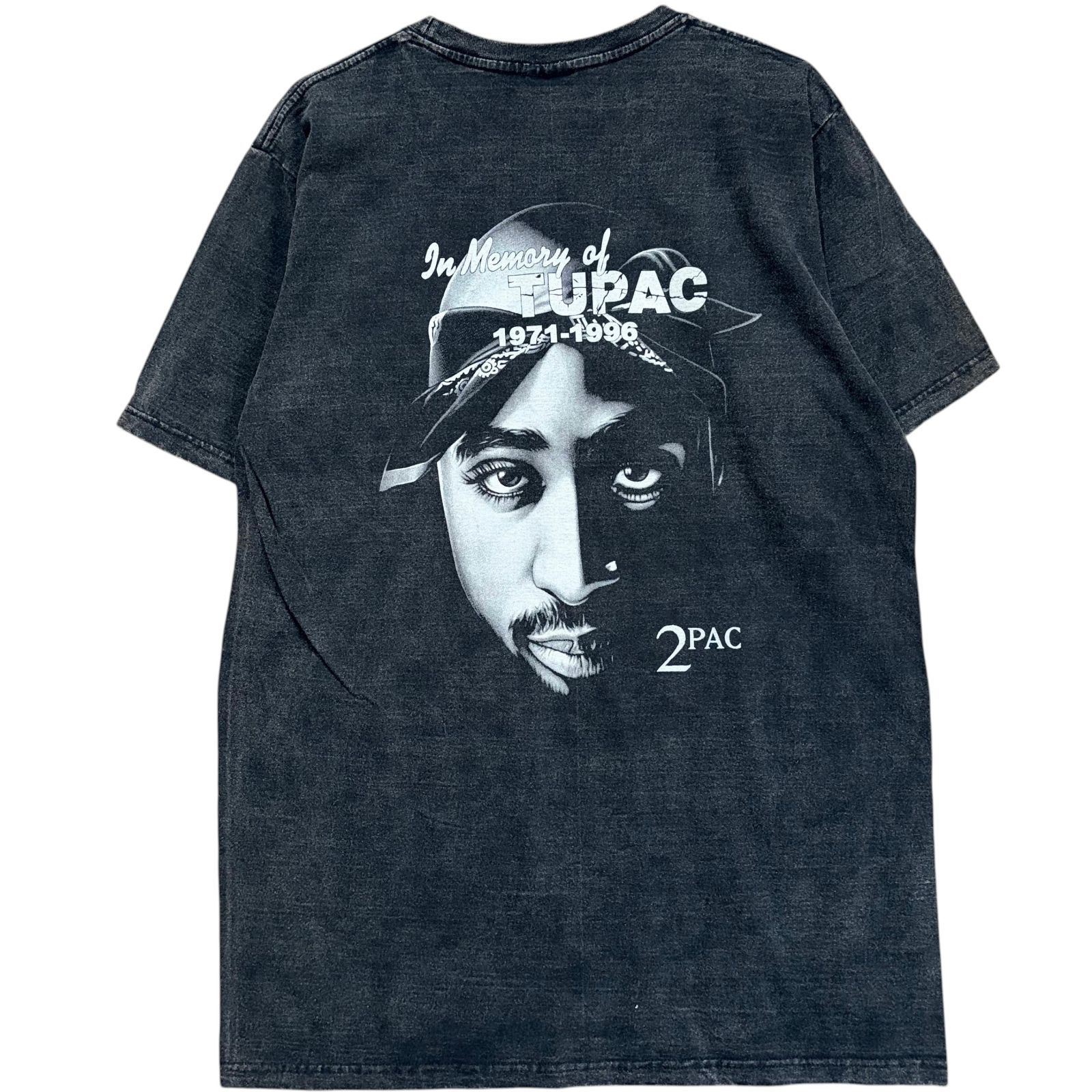 新品 2PAC ツーパック Tシャツ XL 黒 ビンテージ加工 フェードブラック 