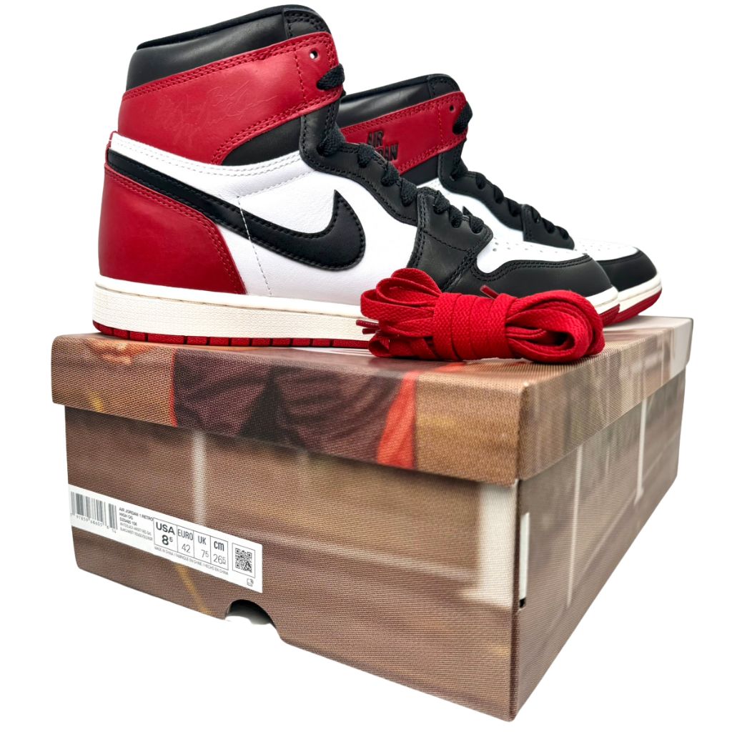 美品 NIKE AIR JORDAN 1 RETRO HIGH OG BLACK TOE REIMAGINED エア 