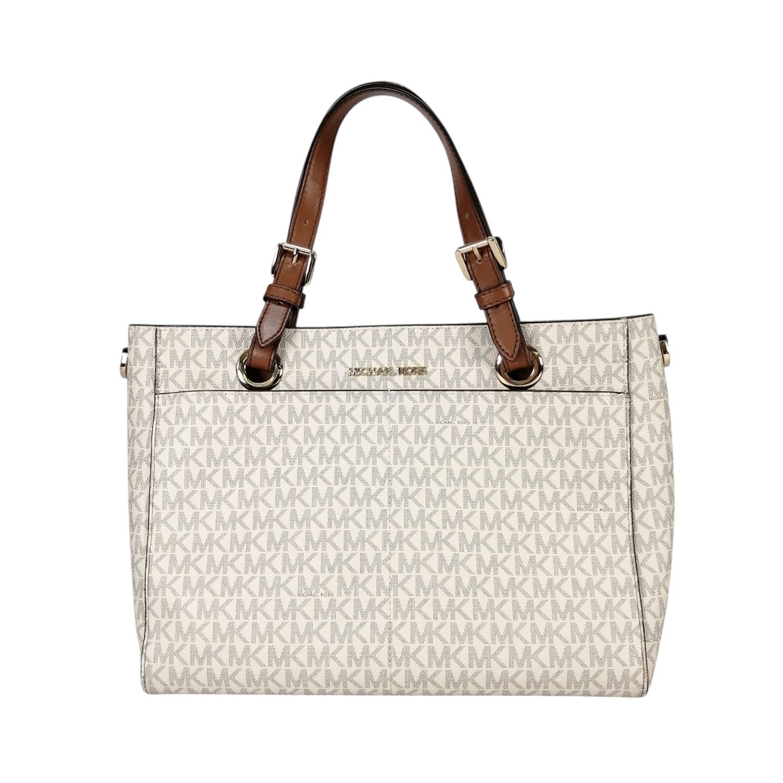 MICHAEL KORS マイケルコース ホワイト トートバッグ【美品】 MICHAEL KORS トートバッグ ホワイト/ブラウン マイケルコース トート