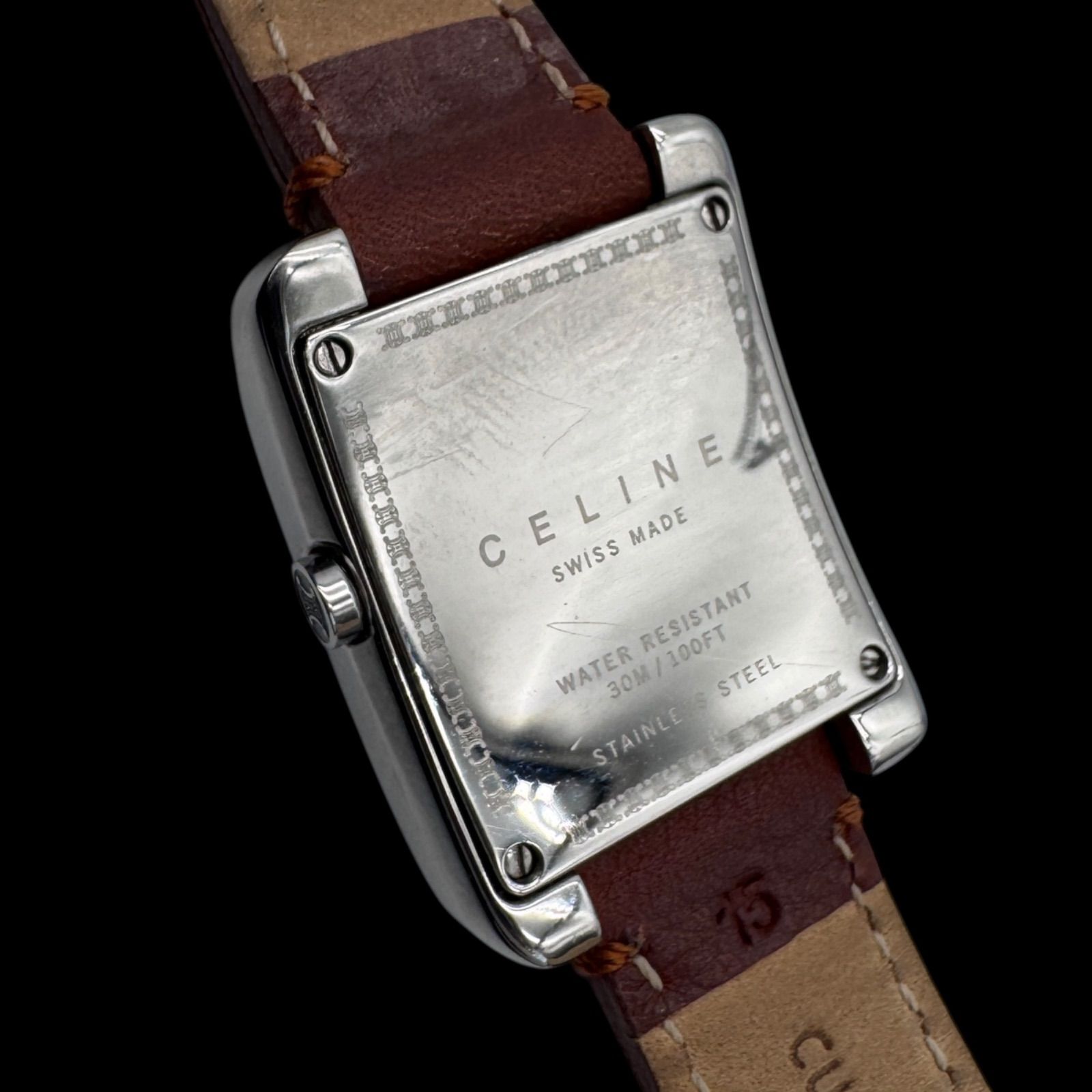稼働 美品 CELINE セリーヌ 腕時計 スクエア デイト 100FT トリオンフ 