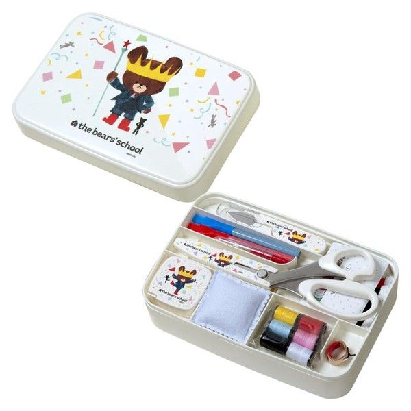 くまのがっこう ソーイングセット うす型タイプ ホワイト 王冠 手芸用品 キャラクター