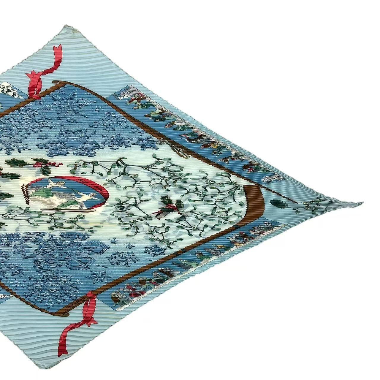 HERMES エルメス スカーフ プリーツ シルク Neige d'Antan 去年の雪