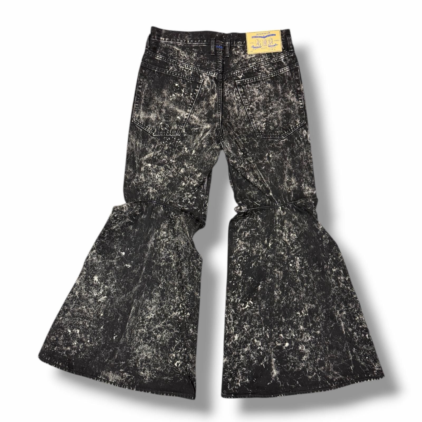 参考上代59400円 未使用 SHINYAKOZUKA  25SS BREACHED ORDINARY CITY CURTAIN LEGS ブリーチデニムパンツ フレアジーンズ シンヤコヅカ 2501SK61B ブラック L （12093M） 参考上代59400円 未使用 SHINYAKOZUKA 25SS BREACHED ORDINARY CITY